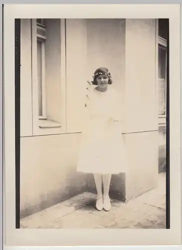 (F19610) Orig. Foto Mädchen im weißen Kleid, Konfirmation 1932