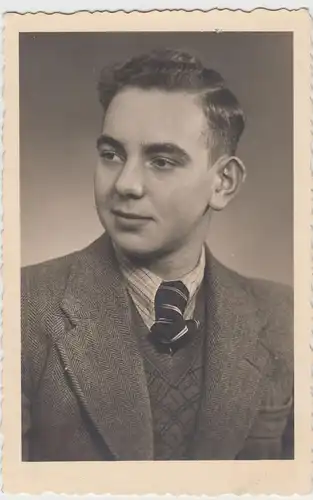 (F19519) Orig. Foto Porträt junger Mann Martin Steude, 1940er