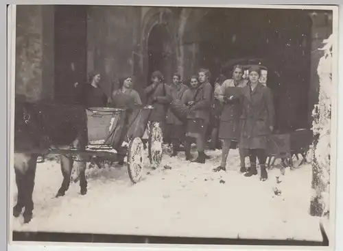 (F19389) Orig. Foto Kloster Wöltingerode, Damen Frauenschule Eselfuhrwerk 1928