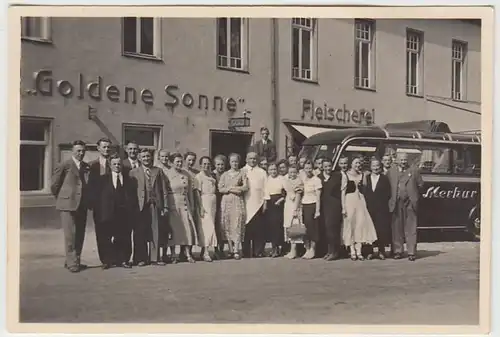 (F1937) Orig. Foto Personen vor einem Autobus, Ausflug