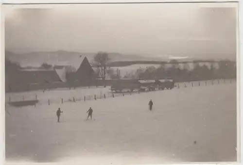 (F19361) Orig. Foto Wöltigerode Vienenburg, Skifahren Feld, Eisenbahnwagen 1928
