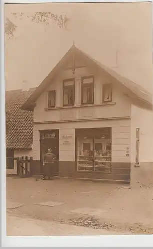 (F19237) Orig. Foto Kolonialwaren-Geschäftshaus Bernhard Prüss 1910/20er