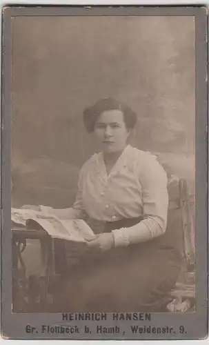 (F19164) Orig. Kabinettfoto junge Frau, Groß Flottbek 1900-10