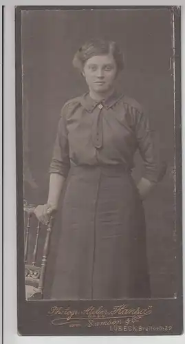(F19161) Orig. Kabinettfoto junge Frau, Lübeck 1900-10