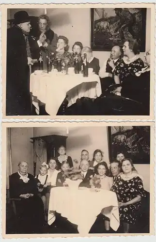 (F19133) 2x Orig. Foto Gruppenbild im Raum, Feier, verkleidete Männer 1930/40er