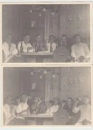 (F19104) 2x Orig. Foto Männer in der Gaststube 1939
