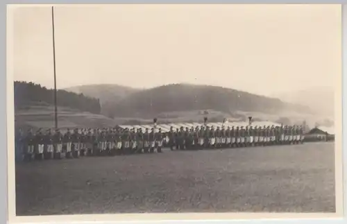 (F19022) Orig. Foto R.A.D.-Lager Dietzhausen, Soldaten angetreten 1939
