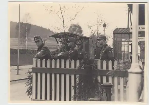 (F18981) Orig. Foto Suhl Dietzhausen, R.A.D.-Soldaten auf Bahnhof 1939