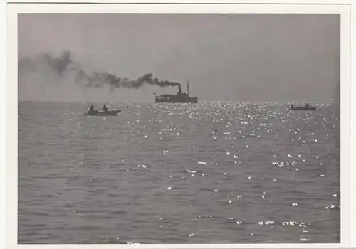 (F18497) Orig. Großfoto Dahme (Holstein), Blick zum Schiff am Abend 1939