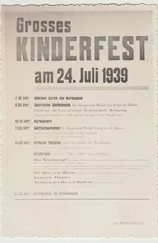 (F18474) Orig. Foto eines Plakates, Kinderfest i. Dahme (Holstein) a. 24.7.1939