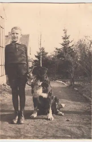 (F18279) Orig. Foto Junge Ulrich Branding m. großem Hund in Bremen 1938