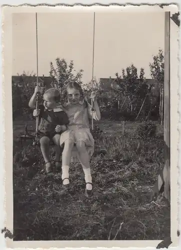 (F18204) Orig. Foto Bremen Horn, Kinder Ulrich u. Ursula a. Schaukel 1931