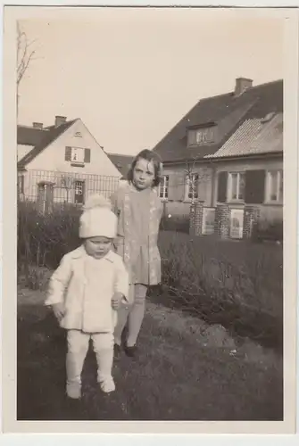 (F18195) Orig. Foto Kinder Ursula u. Ulrich i. Bremen, Deichkamp 34, 1930