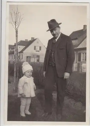 (F18191) Orig. Foto Kind Ulrich Branding m. Vater i. Bremen Deichkamp 34, 1930