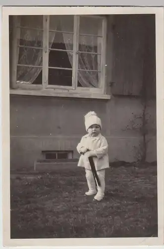 (F18189) Orig. Foto Kind Ulrich Branding m. Stativ a. Wohnhaus Bremen 1930