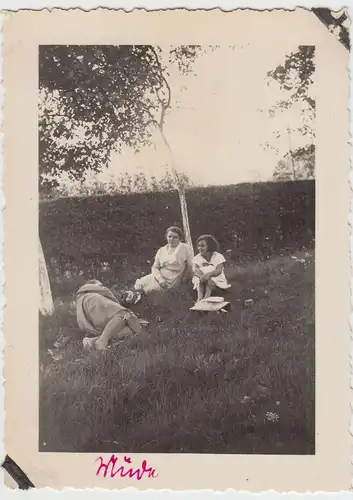 (F18080) Orig. Foto junge Damen liegen auf Wiese 1930er