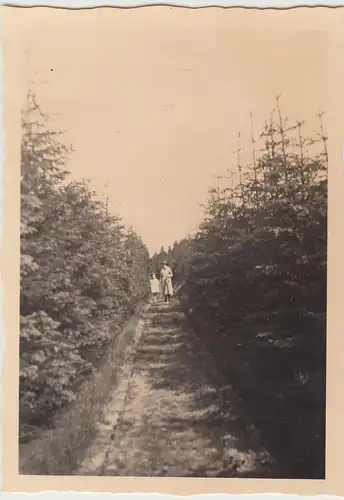 (F18036) Orig. Foto Personen auf Waldweg in Grümhain 1942