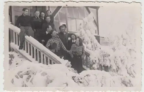 (F17958) Orig. Foto Personen m. Tischtennisschläger, Winter 1940er