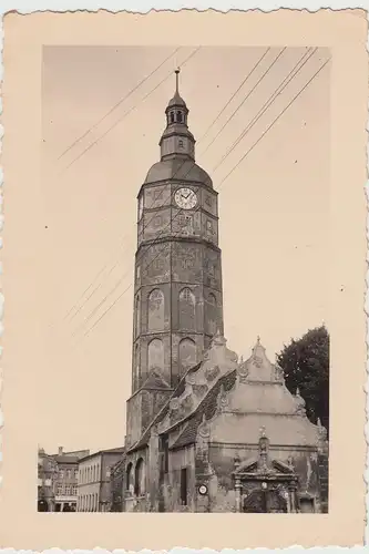 (F17882) Orig. Foto Kirche m. Uhr oder Rathausturm, unbekannt 1940er