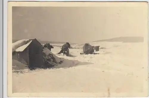 (F1777) Orig. Foto 2.WK, Winter, Flak-Stellung, 1940er