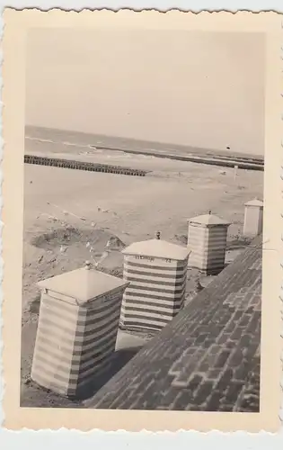 (F17568) Orig. Foto Borkum, Umkleidekabinen Strandzelte am Strand 1938