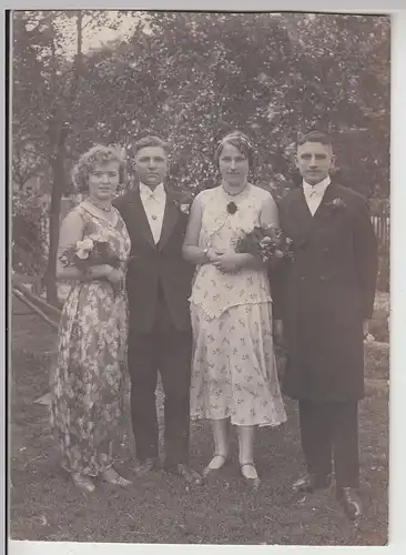 (F17546) Orig. Foto Personen im Freien, Paare, Hochzeit 1920/30er