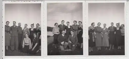(F17487) 3x Orig. Foto Gruppenbild im Freien, Geburtstagsfeier 1939