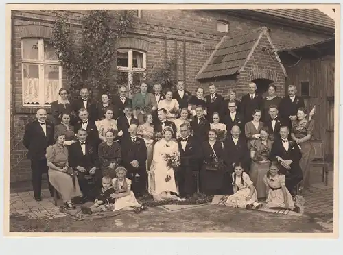 (F17463) Orig. Foto Hochzeit v. Lischen Nakonz, Gruppenbild 1938