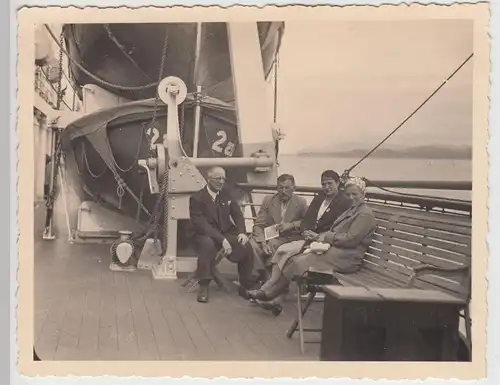 (F17443) Orig. Foto Personen auf einem Dampfer, Fahrt nach Norwegen 1930er