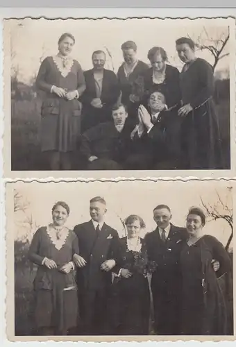 (F17391) 2x Orig. Foto Personen im Garten, Feier von Herta Tischer 1930er
