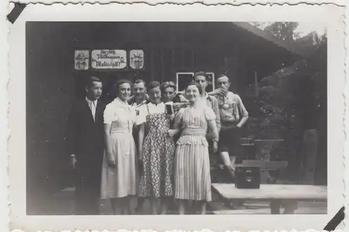 (F17294) Orig. Foto Personen an Gaststätte Waldidyll bei Lockenmühle 1938