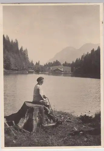 (F17242) Orig. Foto Frau Erni am Riessersee bei Partenkirchen 1931