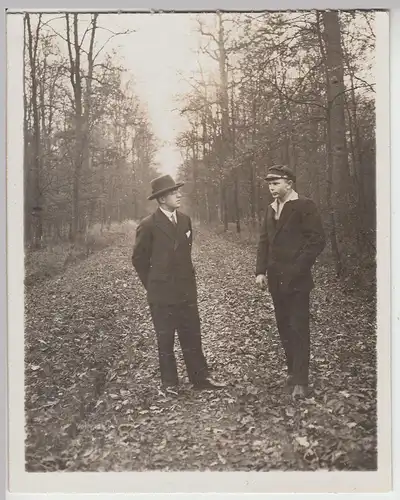 (F16546) Orig. Foto Männer, Spaziergang im Wald 1929