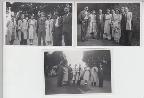 (F16516) 3x Orig. Foto Personen im Freien, Spaziergang 1940er