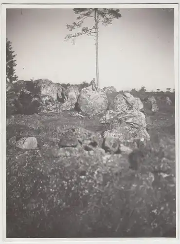 (F16351) Orig. Foto Falkenstein Brennberg, Herr sitzt auf Felsstein 1932