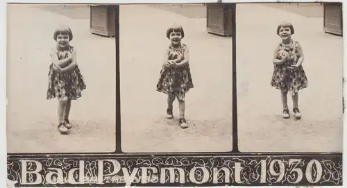 (F16268) Orig. Foto Bad Pyrmont, Kind Marianne mit Ball, Reihenfoto 1930