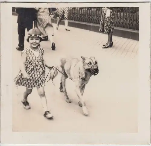 (F16261) Orig. Foto Köln, Kind Marianne mit Hund auf dem Hohenstaufenring 1930