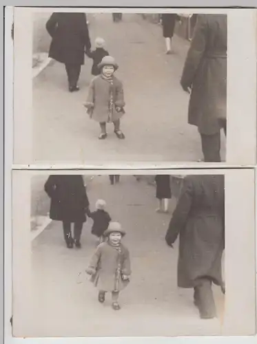 (F16246) 2x Orig. Foto Köln, kleines Mädchen Marianne Bresser auf Straße 1929