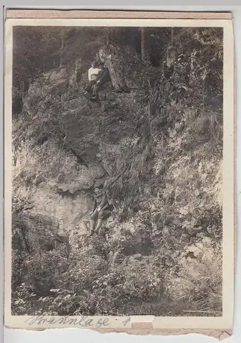 (F16185) Orig. Foto Braunlage, Personen am Felsen 1915