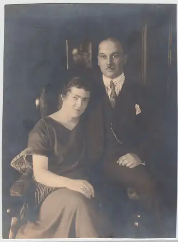 (F16146) Orig. Foto Porträt eines Paares im Sessel 1910er