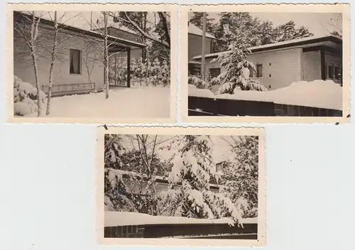 (F16031) 3x Orig. Foto Wohnhaus Flachdach im Winter 1938
