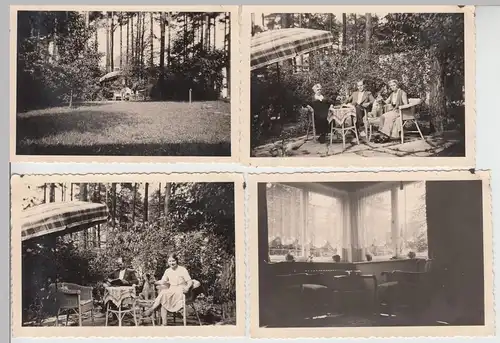(F16030) 4x Orig. Foto Wohnhaus, Garten, Personen im Garten 1937