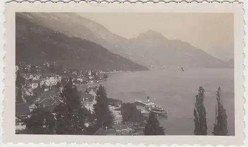 (F15945) Orig. Foto Weggis, Blick zum Dampfer-Anleger 1929