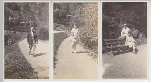 (F15920) 3x Orig. Foto Personen Spaziergang in Bad Berneck 1929