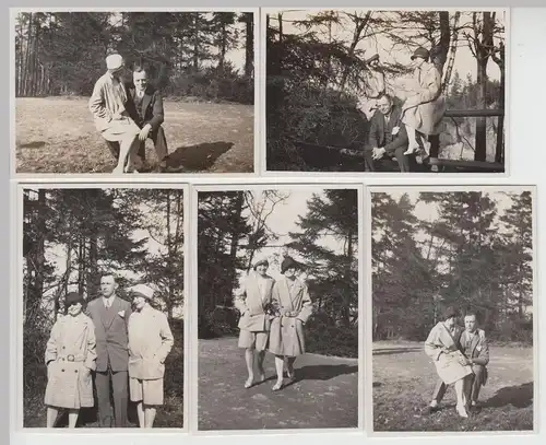 (F15918) 5x Orig. Foto Personen Spaziergang auf dem Rochlitzerberg 1928