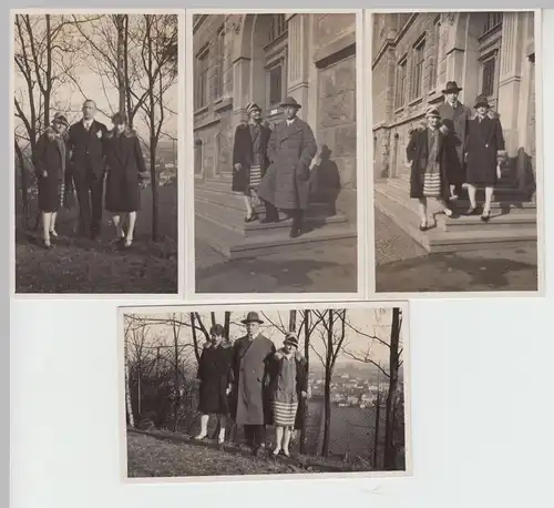 (F15915) 4x Orig. Foto Personen Spaziergang 1928
