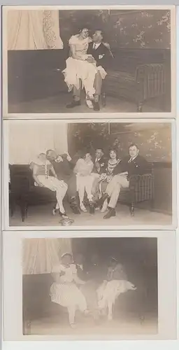 (F15911) 3x Orig. Foto Personen auf dem Sofa 1928, Kostümfest Lierertafel