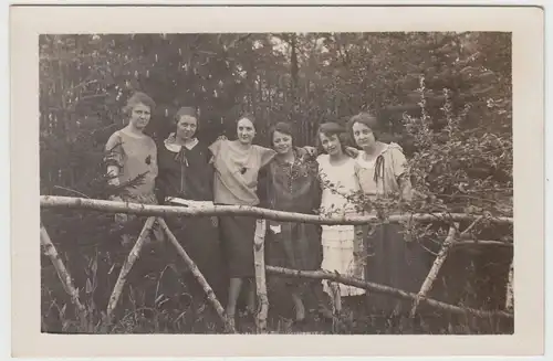 (F15880) Orig. Foto Damen, Gruppenbild am Birkengeländer 1925