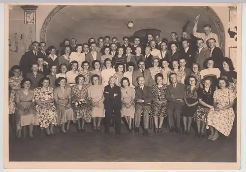 (F15852) Orig. Foto Grüna, Gruppenbild Klassentreffen im Oberen Gasthof 1950