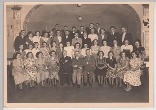 (F15850) Orig. Foto Grüna, Gruppenbild Klassentreffen im Oberen Gasthof 1950